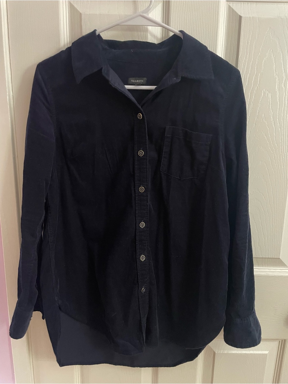 Talbots Navy Corduroy Button-Up Shirt